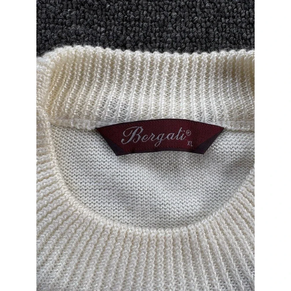 Vintage Bergati Geometric Basket Weave Knit Sweater Men’s XL — Fraying at Hem‎